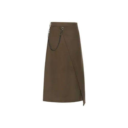 MEIYANG Ореховый Женские Повседневные Длинные Юбки