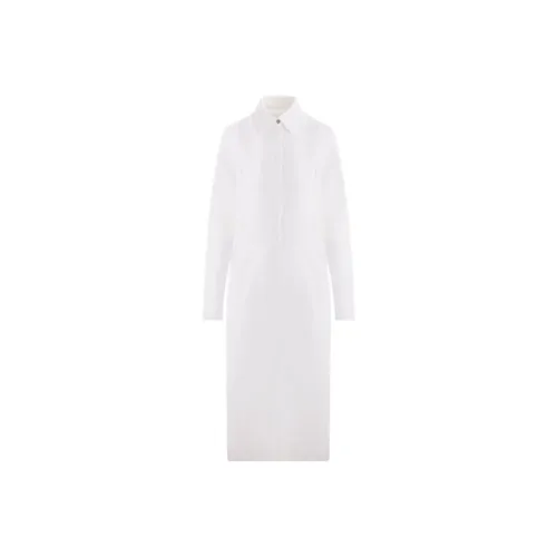 JIL SANDER Белое Женское Длинное Платье с Рукавами