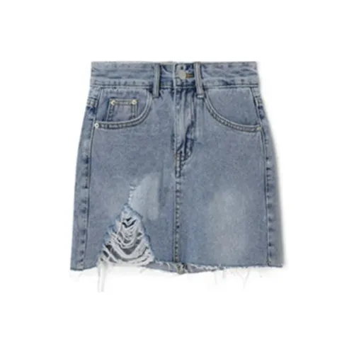 Qiu Meatyao Hokkaido Синий Женские Джинсовые Короткие Юбки