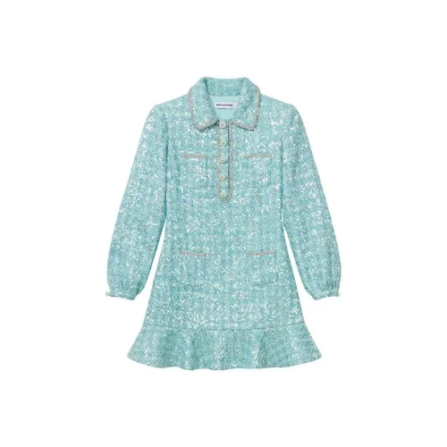 Self Портрет Длинный С рукавами Платье Женское Зеленый Смешанный цвет