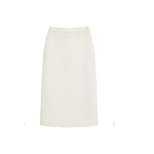 Ouyang Повседневный Длинный Юбка Женские Кремовый Белый