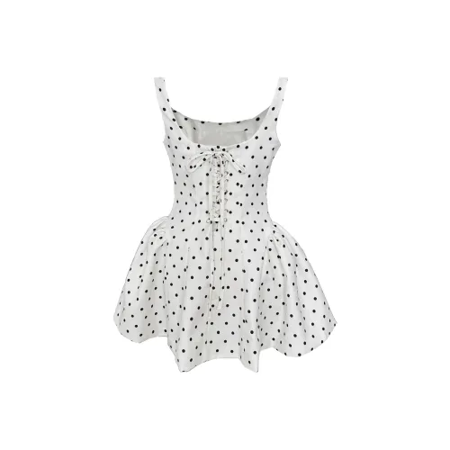 TORIGHT Slip Платье Женское с горошком Белый