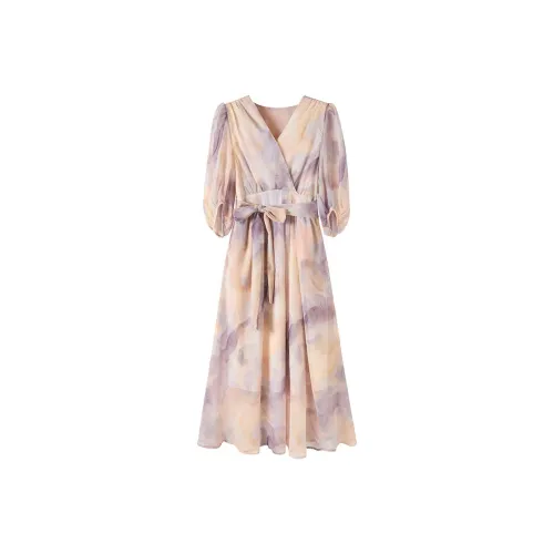 MJ Женские Короткие Платья с Рукавами