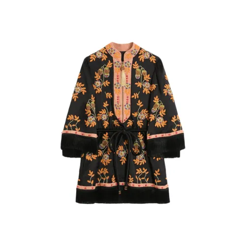 Valentino Длинное платье с длинными рукавами женское черное