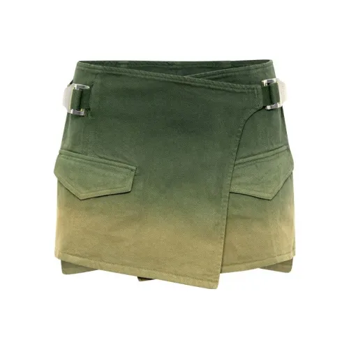 DION LEE Зеленая женская короткая юбка карго