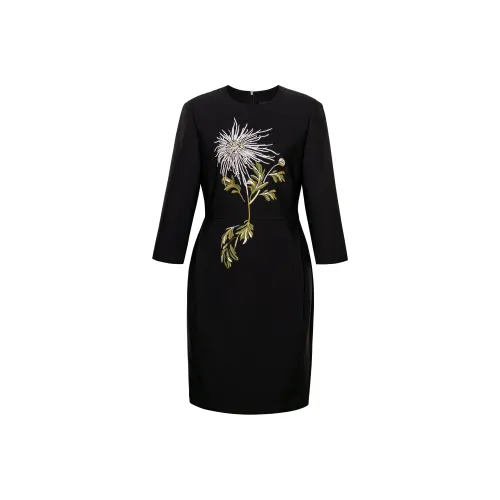 ROEYSHOUSE Длинное платье с длинными рукавами женское черное