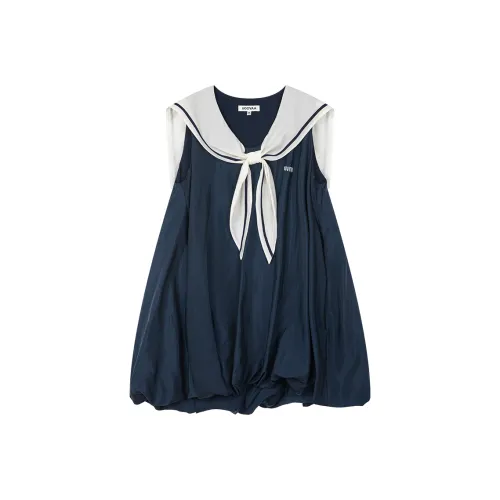 UOOYAA Без рукавов Платье Женское Темно-синий