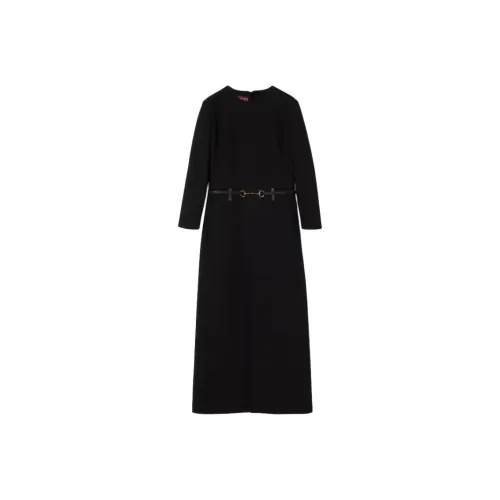 GUCCI SS25 Длинное платье с длинными рукавами женское черное