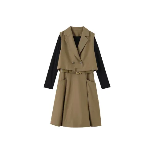 OUNIXUE Зеленый кофейный Женские Комплекты с юбкой