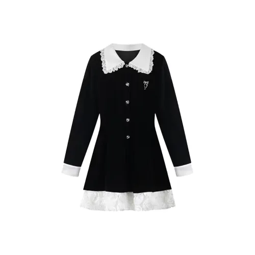 SCCREBEL OFFICIAL Длинное платье с длинными рукавами женское черное