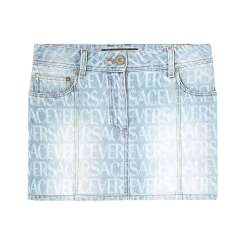 VERSACE Синие Женские Повседневные Короткие Юбки