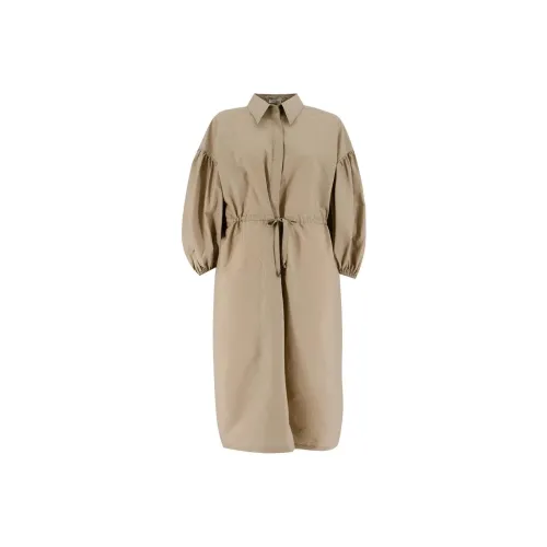 BRUNELLO CUCINELLI Длинное платье с длинными рукавами женское цвет тауповый