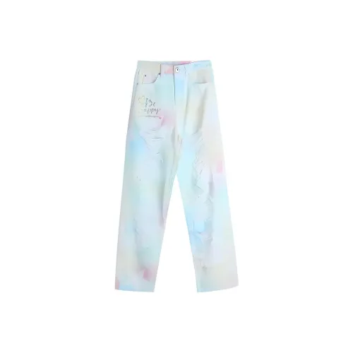 LALABOBO Джинсы Женские Светло-Синий Белый