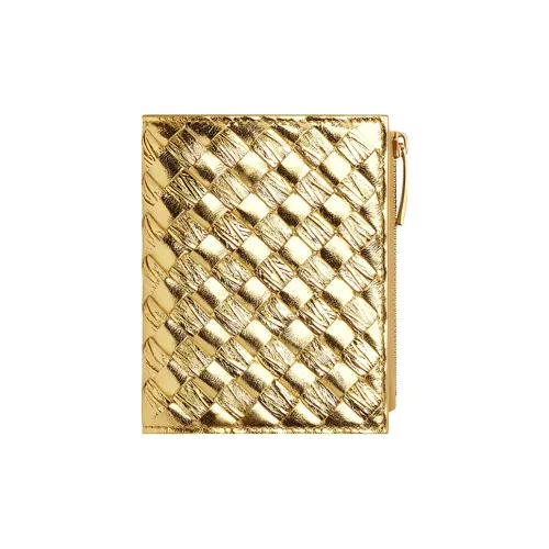 Bottega Veneta Lambskin Wallet Small Women's Gold