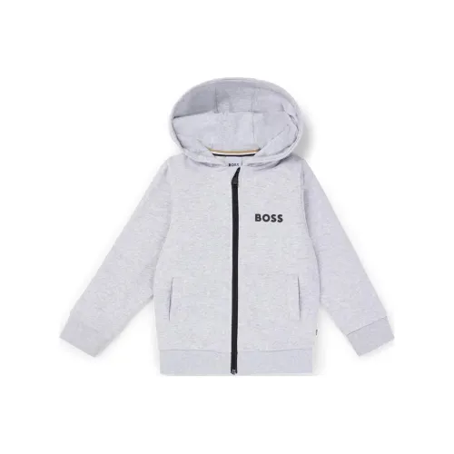 Hugo Boss Куртки Пальто Детская одежда ZIP UP Толстовка с Контрастным Логотипом Серый Детский