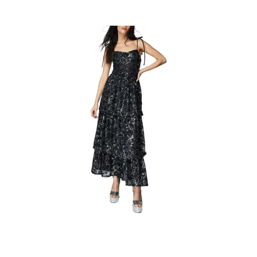 NASTY GAL Звезда Sequin Отделение Maxi Dress Slip Платье Женские Черный