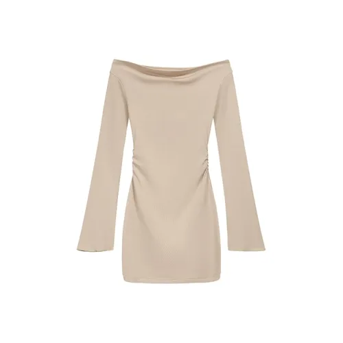 ABBY GODDESS Длинное платье с длинными рукавами женское абрикосового цвета