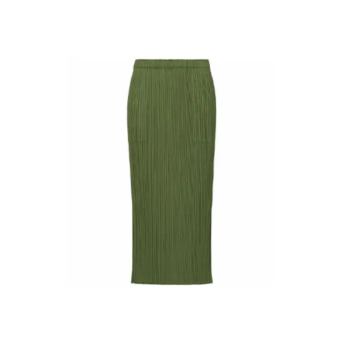 PLEATS PLEASE ISSEY MIYAKE Зеленая Женская Повседневная Длинная Юбка