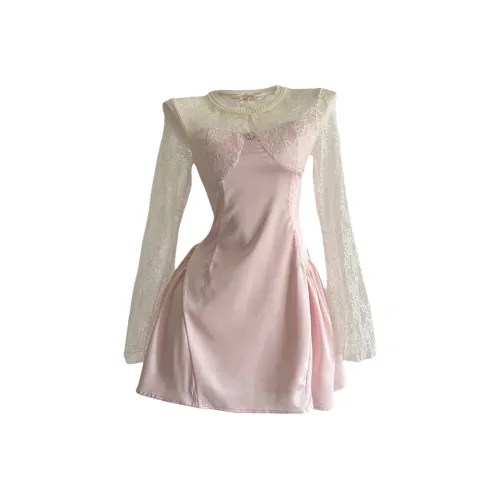 Incolore Длинное платье с длинными рукавами женское розовое