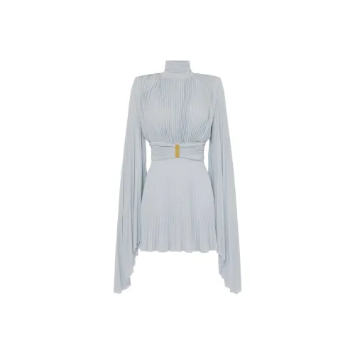 Elisabetta Franchi Длинное платье с длинными рукавами женское синее