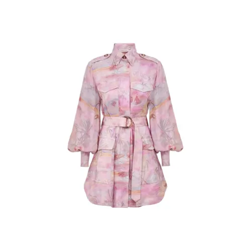 Zimmermann SS25 Длинное Платье с Длинными Рукавами Женское Многоцветное