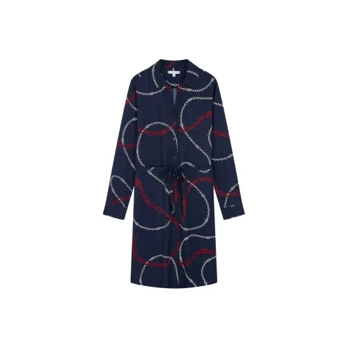 Tommy Hilfiger Темно-синий 0YH Женские Длинные Платья с Рукавами