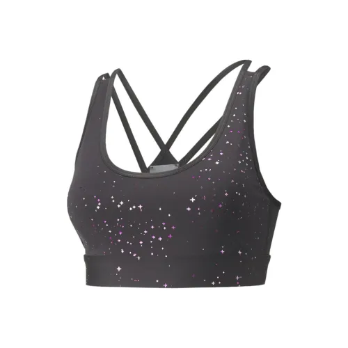 PUMA MID IMPACT Stardust Кристальный Спортивный Бюстгальтер Спортивное Белье Женское Черный