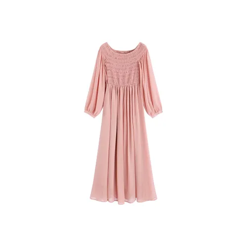 DGMZ Длинное платье с длинными рукавами женское розовое