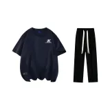 Комплект одежды (Темно-синяя футболка + черные повседневные штаны)