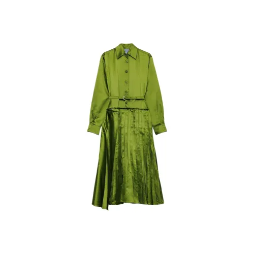 PRADA Длинное платье с длинными рукавами женское цвет ферн зеленый