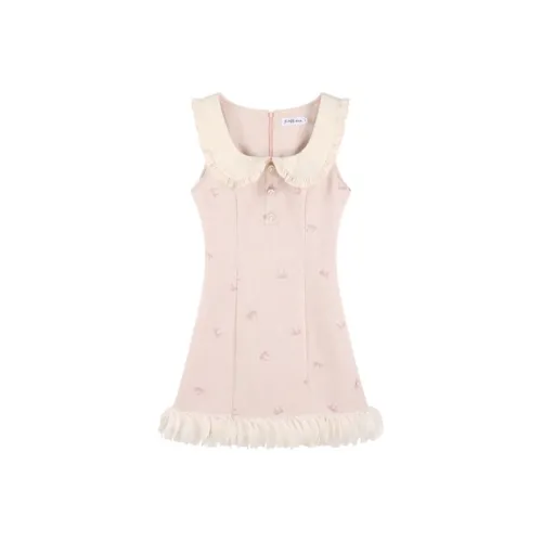 MISTVB Без рукавов Платье Женское Розовое