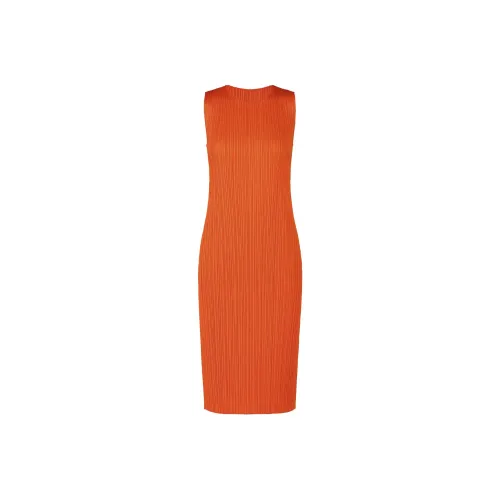 PLEATS PLEASE ISSEY MIYAKE SS24 Без рукавов Платье Женское Темно-оранжевый