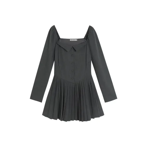 REDOLENCE Длинное платье с длинными рукавами женское темно-серое