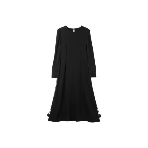 SETIROM Длинное платье с длинным рукавом женское черное