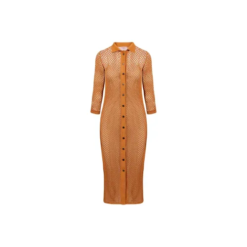 Айсберг SS25 Длинное Платье с Длинными Рукавами Женское Оранжевое Красное
