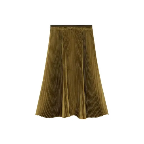 THEORY Повседневный Длинный Юбка Женские Оливковый Золотой Зеленый F0X