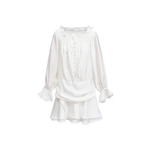 AURORA MUSE Длинное платье с длинными рукавами женское белое