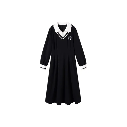 SHIRAN Длинное платье с длинными рукавами женское спокойный черный