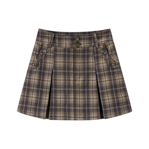 LEDIN Повседневные короткие юбки Женские Унисекс Клетка