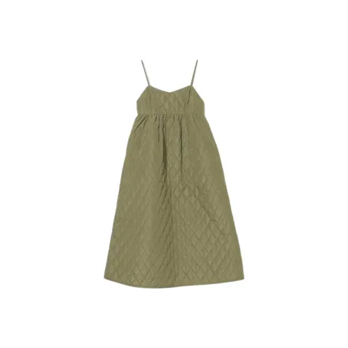 BEAMS Slip Платье Женское Оливково-зеленый