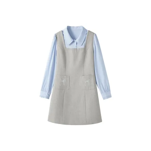 SHIRAN Длинное платье с длинными рукавами женское цвет серый чайка