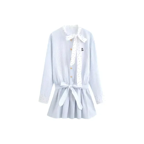 AFGGD Длинное платье с длинными рукавами женское светло-синее