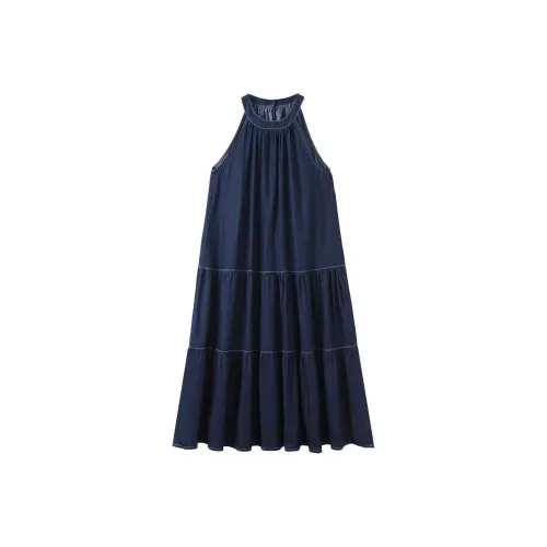 LSVE Без рукавов Платье Женское Синее