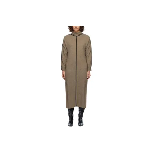 Staud Длинное платье с длинными рукавами женское коричневое