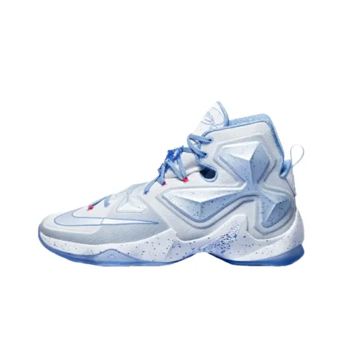 Nike Lebron 13 Slip-resistant Abrasion-resistant High-top Basketball Shoes Men's White Blue