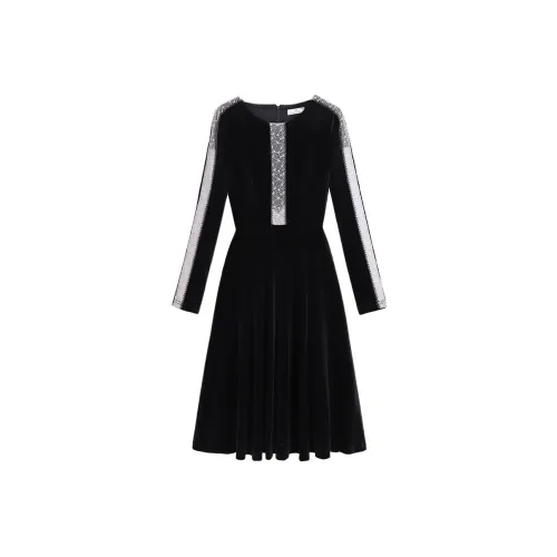 Silky Queen Длинное платье с длинными рукавами женское черное