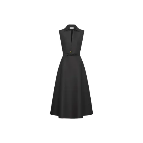 DIOR Belted MID Длина (размер в длину) Платье Без рукавов Платье Женские Черный