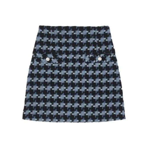 SANDRO Темно-синие Женские Повседневные Короткие Юбки