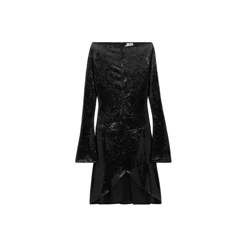 COURREGES SS24 ZIPPED Ellipse Блестящий розовый Длинное платье с длинными рукавами Женское Черное