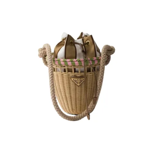 PRADA Прутья ивы Сумка Мини Женские Коричневый Лепесток Розовый